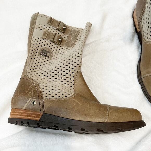 SOREL Major Pull-on Perforated Distressed leather boots Women's Size 7.5 taupe - Picture 5 of 10